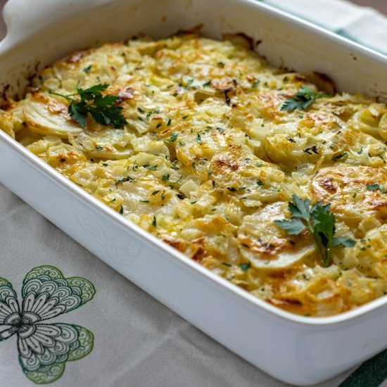 Cheesy Scalloped Potatoes - Recipe photo by Irish American Mom
