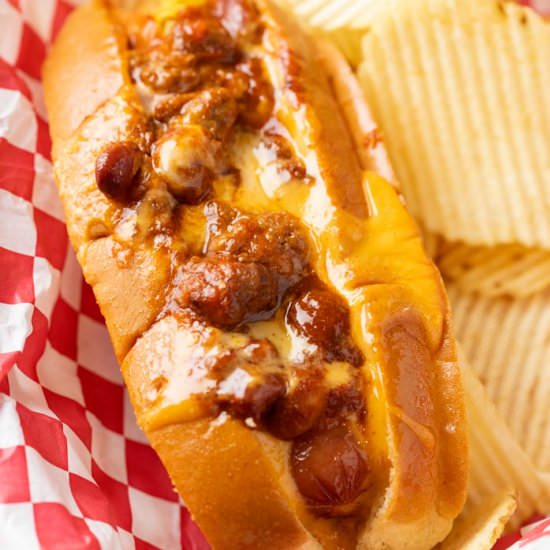 Chili Cheese Dogs - Recipe photo by TheCozyCook