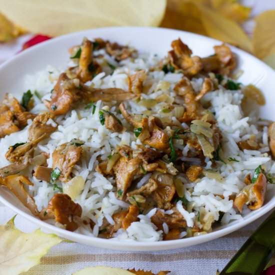 Rice with chanterelles - Recipe photo by mecooks.com