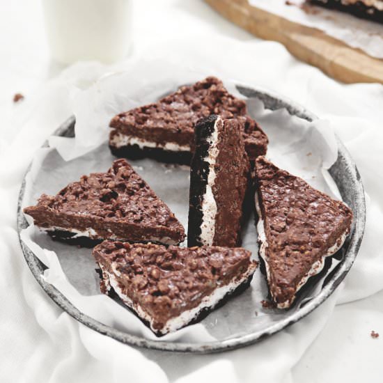 Marshmallow PB Crunch Brownies - Recipe photo by The Merrythought