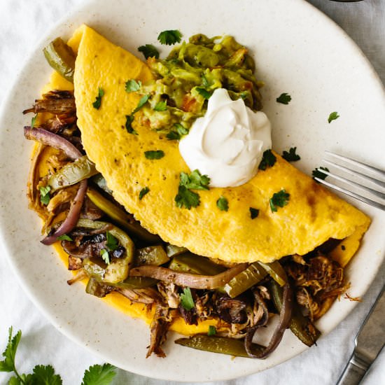 Carnitas Omelette - Recipe photo by Downshiftology