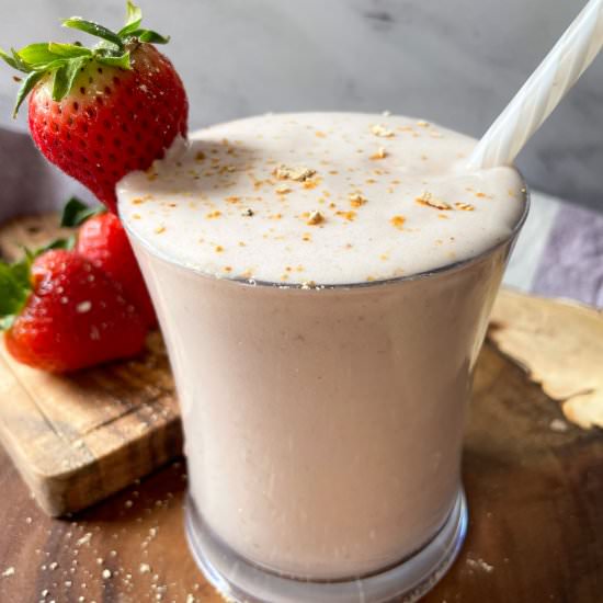 Strawberry PB Protein Smoothie - Recipe photo by frozen_bananas_