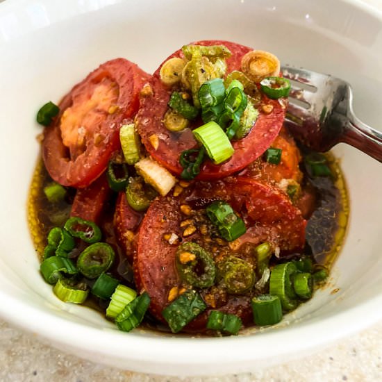 Asian-Style Marinated Tomatoes - Recipe photo by Lisa G Cooks
