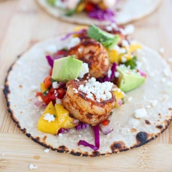 Shrimp Tacos with Mango Salsa - Recipe photo by whollytasteful