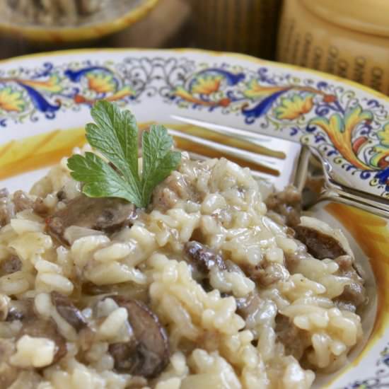 italian sausage & mushroom risotto - Recipe photo by christinascucina