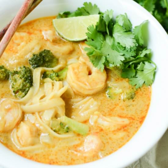 Shrimp Curry Noodle Soup - Recipe photo by fakeginger