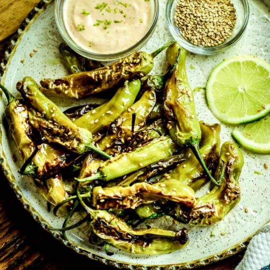 Blistered Shishito Peppers - Recipe photo by asiancaucasian