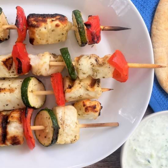 Greek Halloumi & Veggie Skewers - Recipe photo by lowcarbsimplified