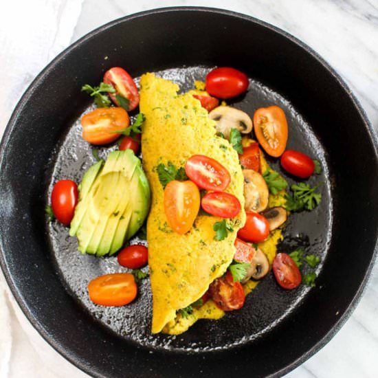 Best Ever Vegan Omelet - Recipe photo by Darn Good Veggies