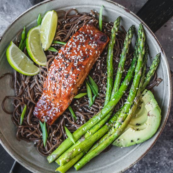 Teriyaki Salmon Soba Noodle Bowls - Recipe photo by yummyaddiction
