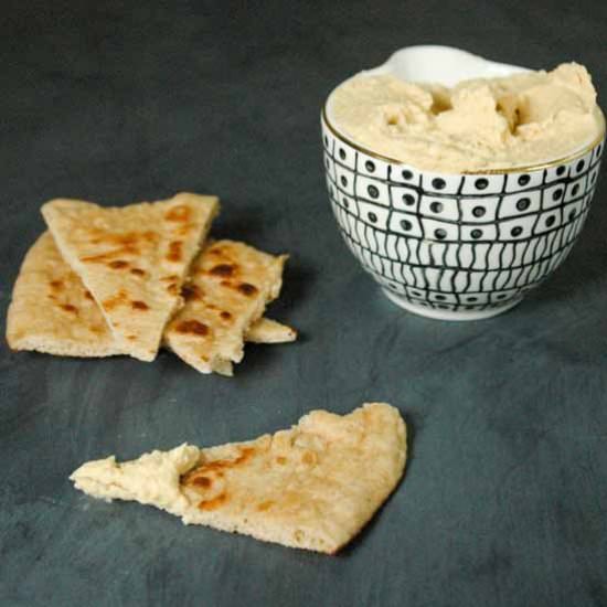 Easy Naan with Spicy Garlic Hummus - Recipe photo by WhiskingUpYum