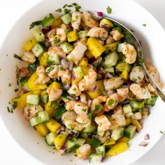 Mango Shrimp Salsa - Recipe photo by travelingspiceco