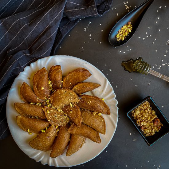 Healthy Vegetarian Stuffed Qatayef - Recipe photo by thehealthyrecipeslab