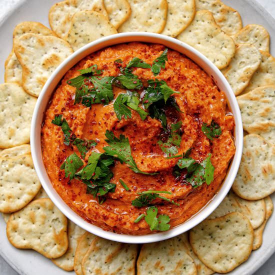Roasted Red Pepper White Bean Dip - Recipe photo by kalememaybe