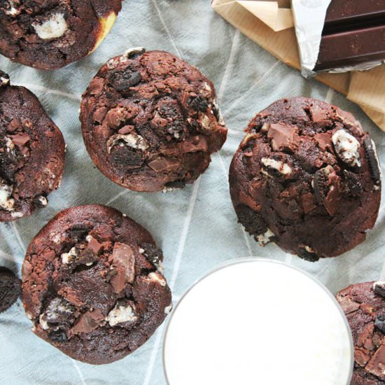 Chocolate oreo muffins - Recipe photo by hornoMX