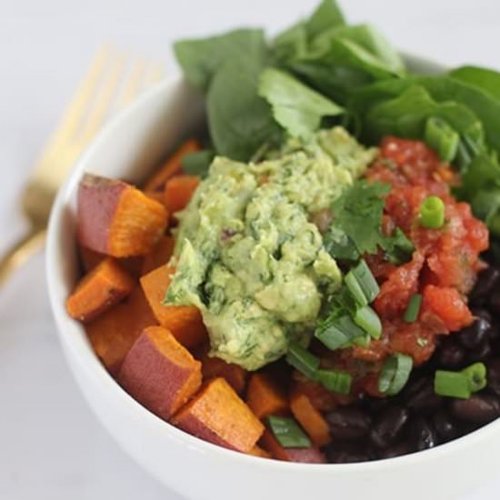 Sweet Potato and Bean Power Bowl - Recipe photo by FitLiving Eats