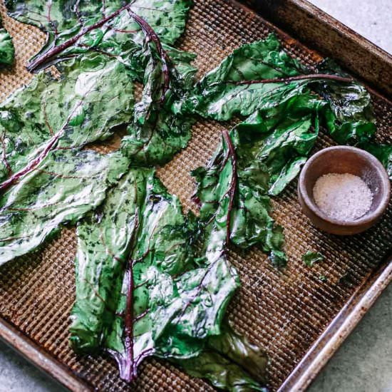 Crispy Baked Beet Greens - Recipe photo by forkintheroad