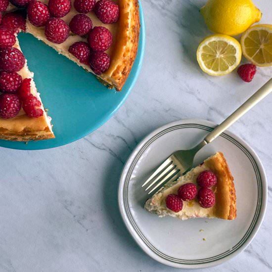 Ultimate Lemon Raspberry Cheesecake - Recipe photo by savorytosweetfood