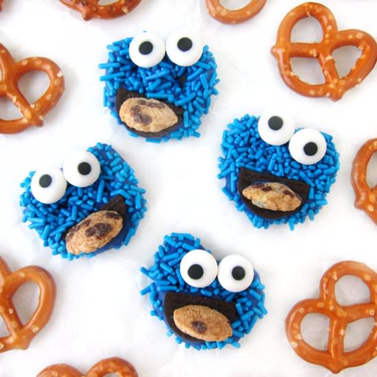 Cookie Monster Pretzels - Recipe photo by Hungry Happenings