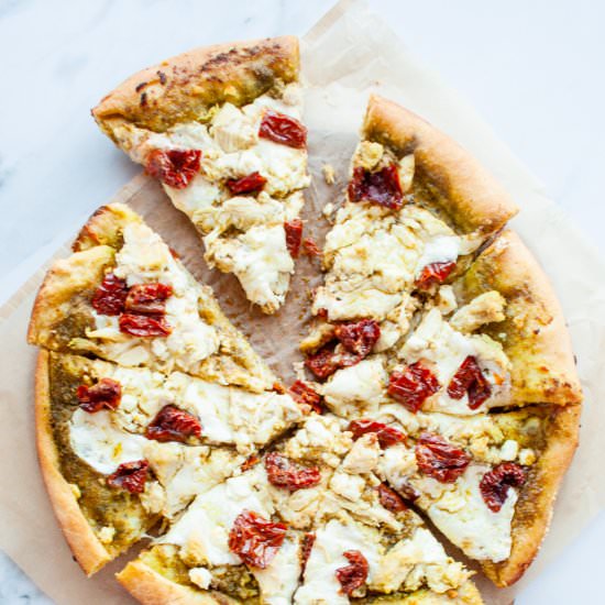 Pesto Chicken Pizza - Recipe photo by thedarlingapron