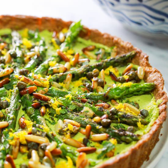 Asparagus and Pesto Macadamia Tart - Recipe photo by Cooking With Camilla