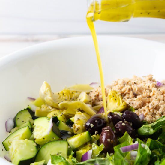 Mason Jar Greek Salads (AIP) - Recipe photo by HurriedHealthNut