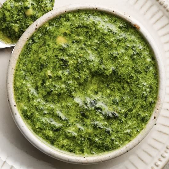 Mixed Herb Pesto - Recipe photo by lindseyeatsla