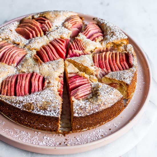Almond Cake with Pink Apples - Recipe photo by theflouredtable