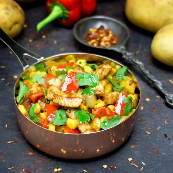 Spicy potato and turkey skillet - Recipe photo by Culinaire bagage