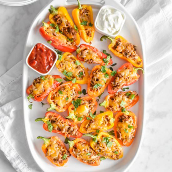 Taco Stuffed Mini Peppers - Recipe photo by Herbs and Flour