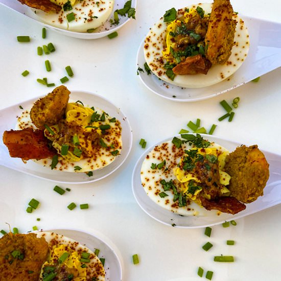 Simple Curried Indian Deviled Eggs - Recipe photo by mysavoryadventures