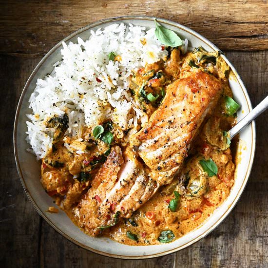 Thai Coconut Salmon Curry - Recipe photo by servingdumplings