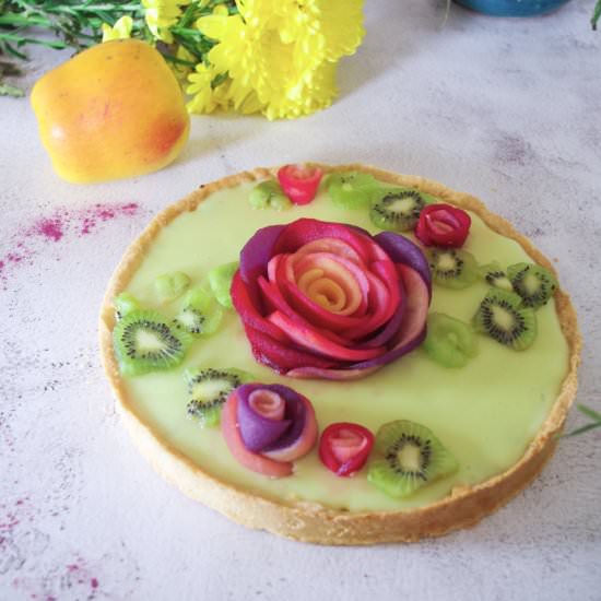 Kiwi and lime vegan 'pond' tart - Recipe photo by cake_files_