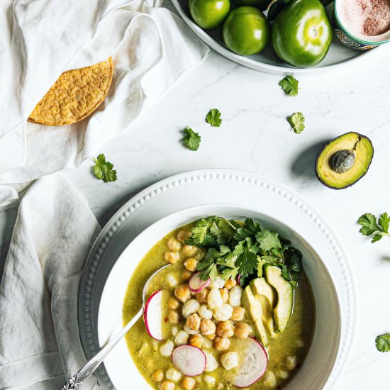 Easy Vegan Pozole Verde - Recipe photo by learningbytaste