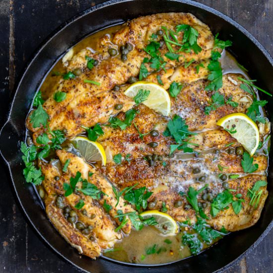 20-Minute Fish Piccata - Recipe photo by The Mediterranean Dish
