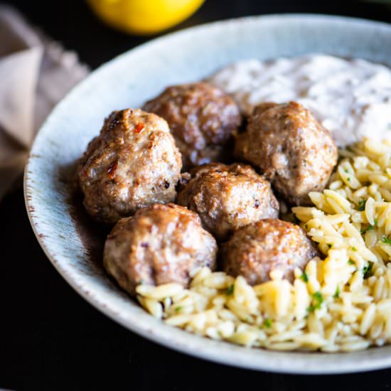 Lamb Meatballs with Lemon Orzo - Recipe photo by dudethatcookz