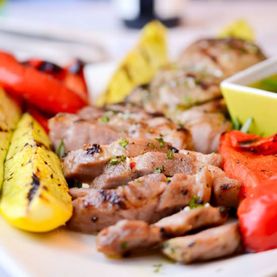 Pork Steaks + Prosecco Vinaigrette - Recipe photo by sipandsanity