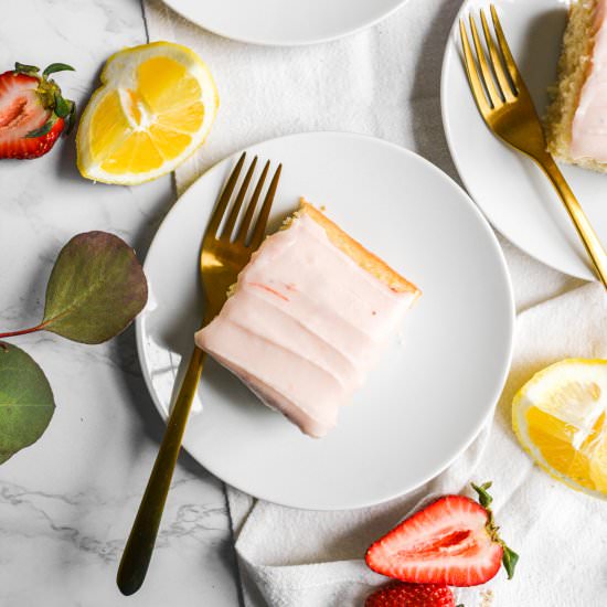 Lemon Cake with Strawberry Frosting - Recipe photo by earthly provisions