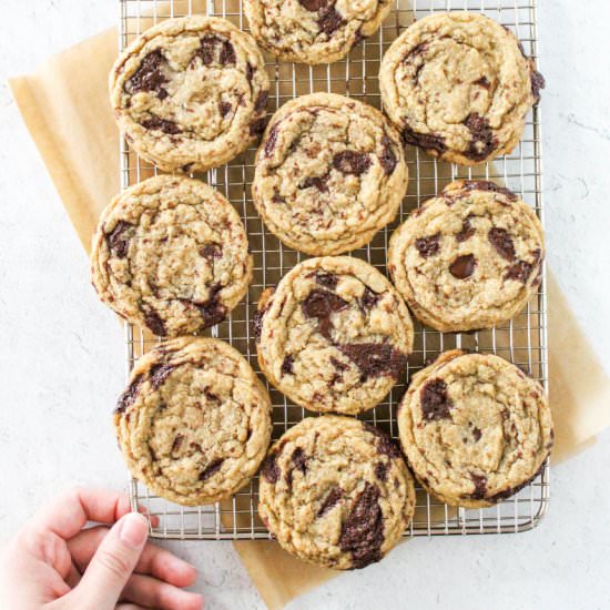 Salty Chocolate Chip Cookies - Recipe photo by DoughEyedBlog