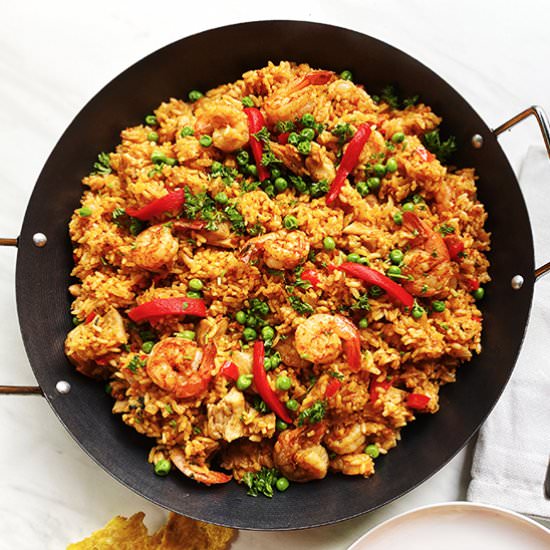 Chicken and Shrimp Paella Mixta - Recipe photo by Bean Train