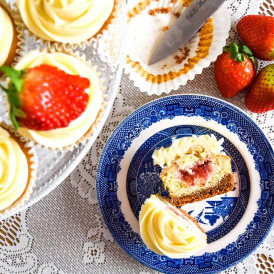 Strawberries and Cream Cupcakes - Recipe photo by Waitingforblancmange