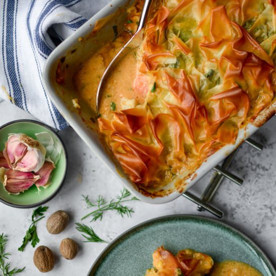 Filo Butternut Squash Fish Pie - Recipe photo by AnushaLovesSpice