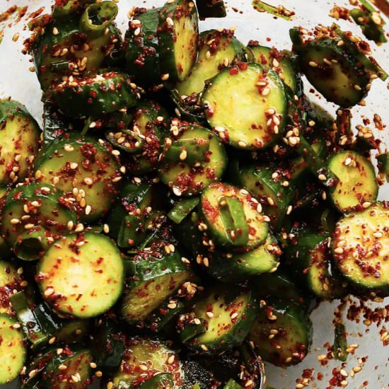 Korean Marinated Cucumbers - Recipe photo by lindseyeatsla
