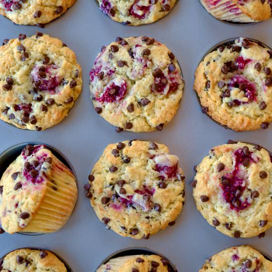 Raspberry Chocolate Chip Muffins - Recipe photo by justataste