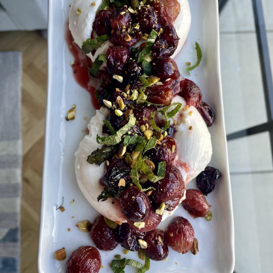 Roast Grapes in Balsamic Reduction - Recipe photo by onthebias