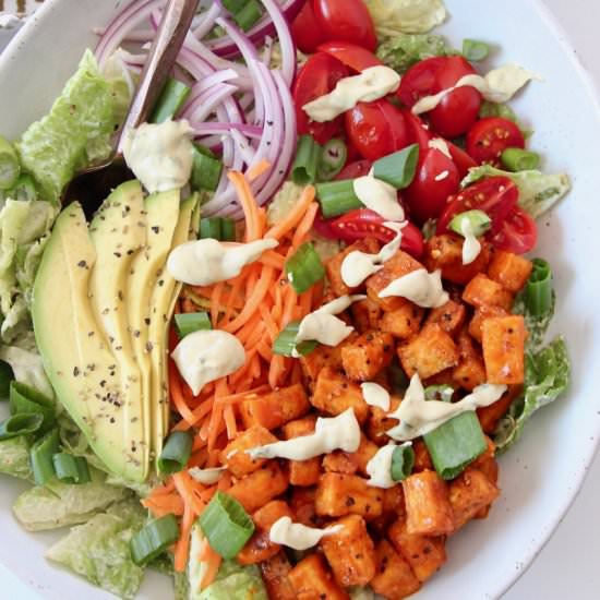 Buffalo Tofu Salad - Recipe photo by Bowls Are The New Plates
