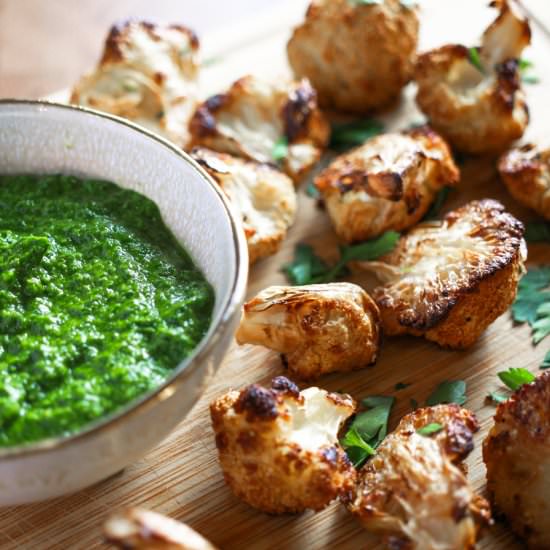 Roasted cauliflower with chimichurri - Recipe photo by Cooking With Camilla