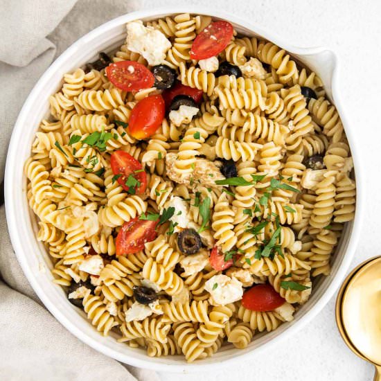 Easy Greek Pasta Salad - Recipe photo by ToSimplyInspire
