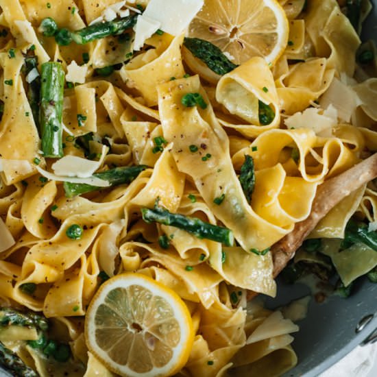 Creamy Lemon Pasta with Spring Veg - Recipe photo by theseasonaljunkie