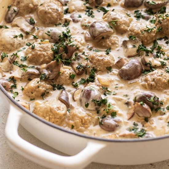 Meatball Stroganoff - Recipe photo by Girl Gone Gourmet